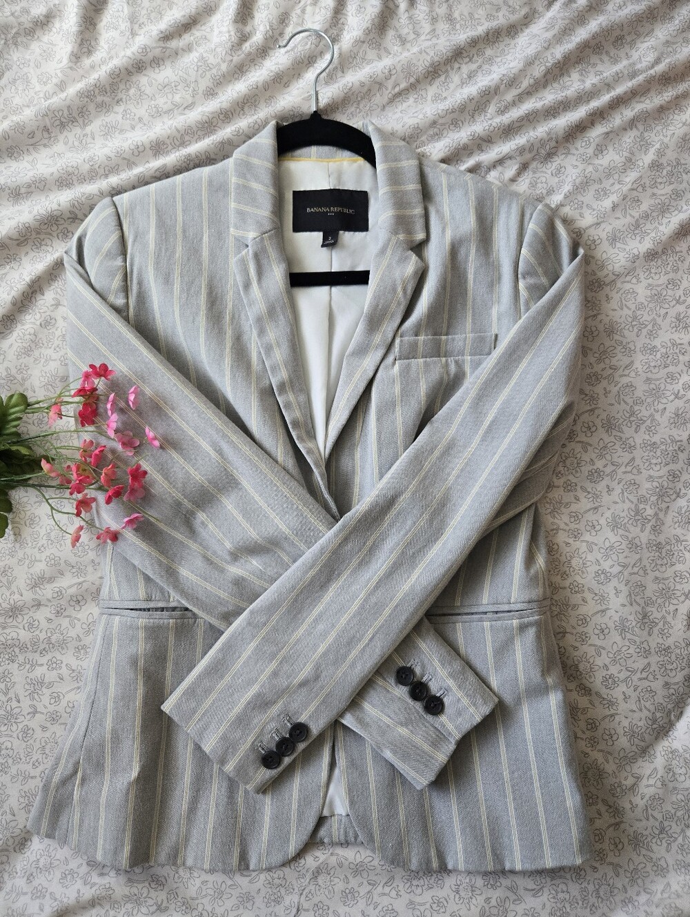 Banana Yellow Striped Blazer